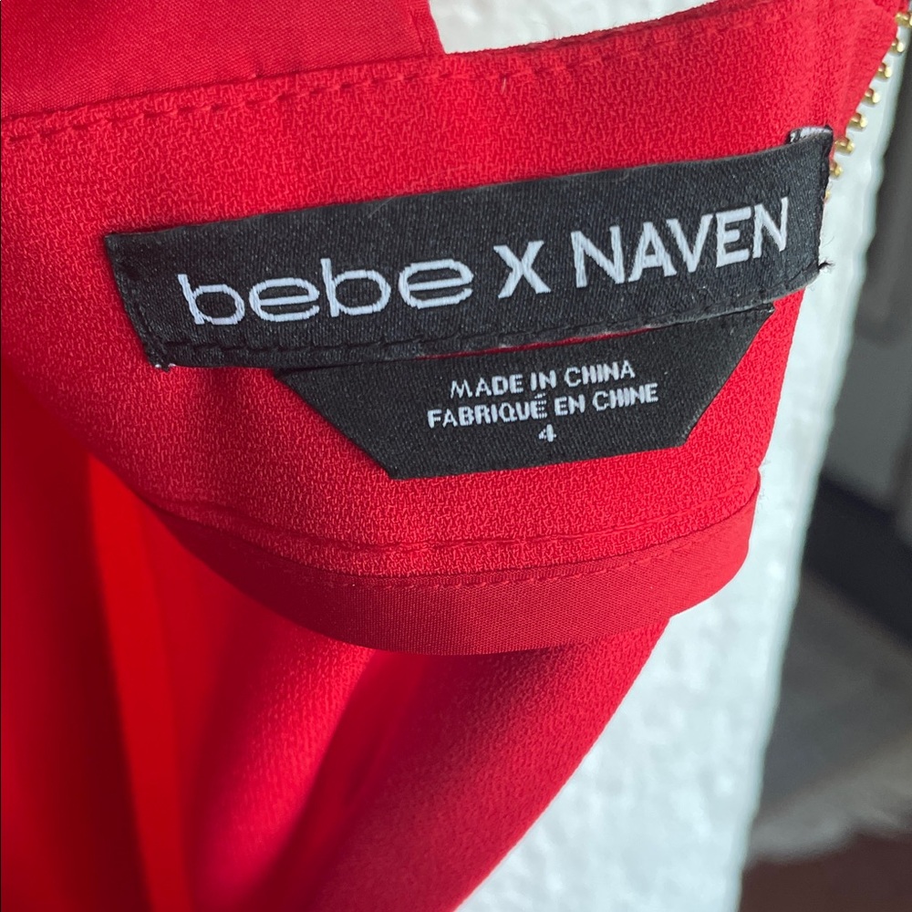 Bebe‎ X Naven Red Deep Sweetheart Neckline Goldtone Zip Sleeveless Jumpsuit 4 - Picture 2 of 8